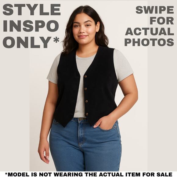 NWT Roo Crossing II 2X Black Mixed-Media Leather Vest [0228] - Picture 2 of 7